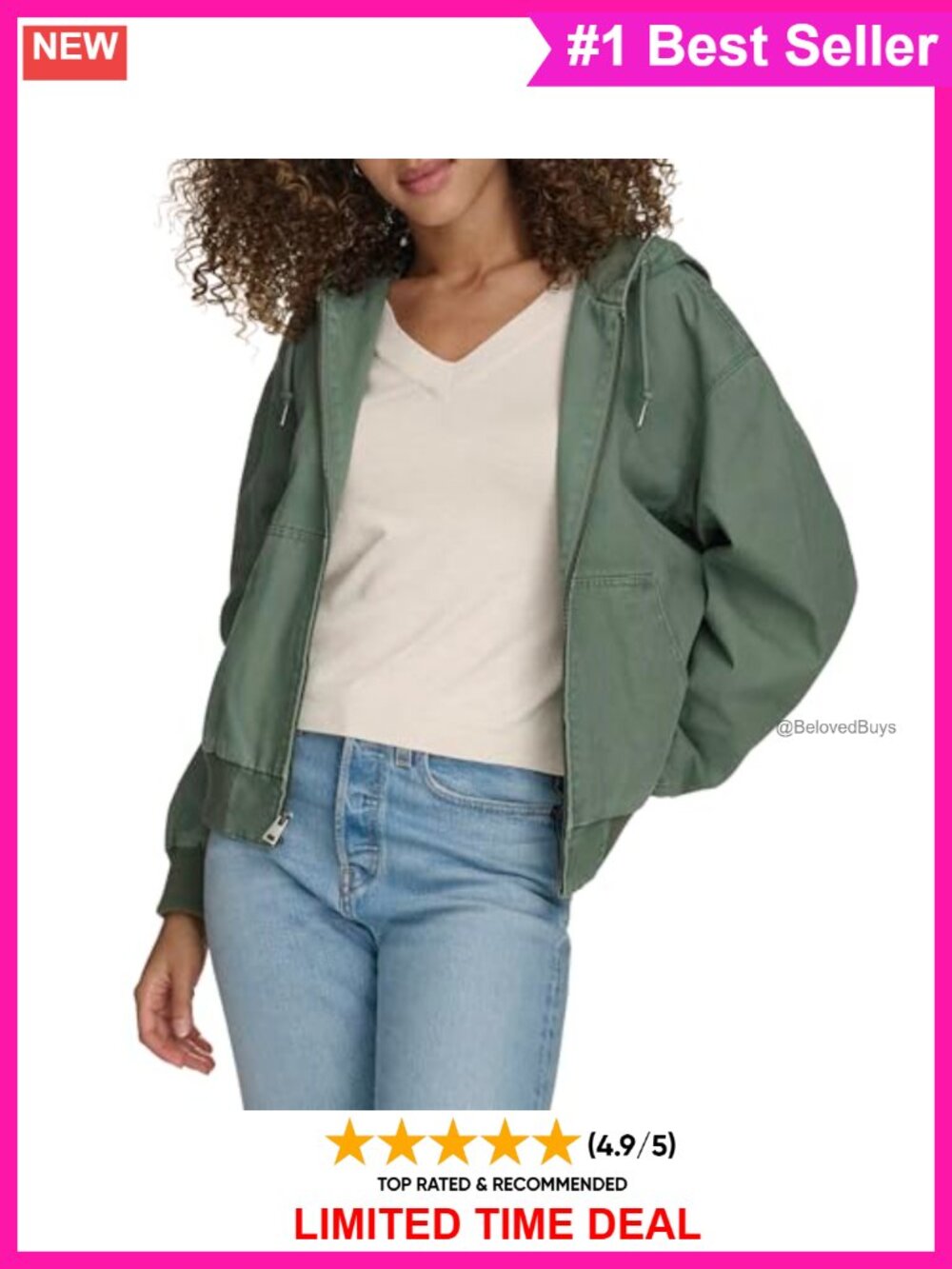Quilted Workwear Hoodie Bomber Jacket Cotton Loose Fit